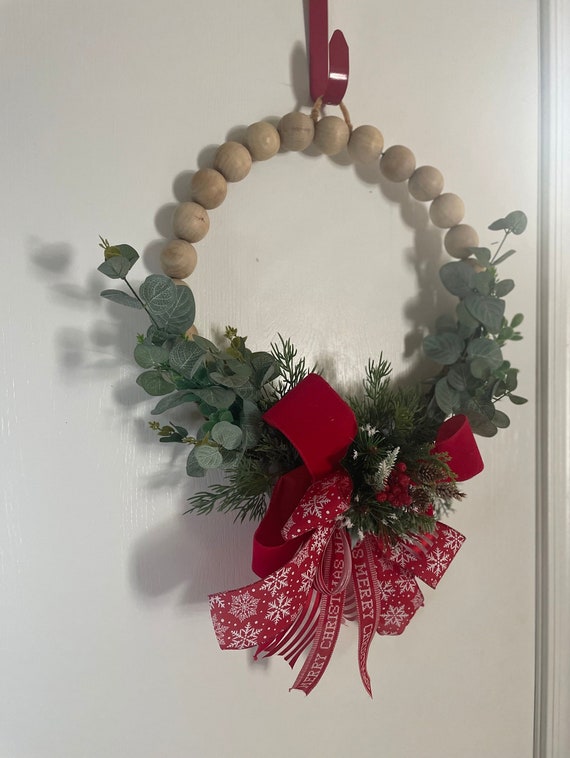Christmas Wreath With Wooden Beads