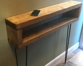 Narrow Rustic Console Table With Hairpin Legs Vintage style Entryway Table Mid Century hallway table Bespoke Nightstand Side Table