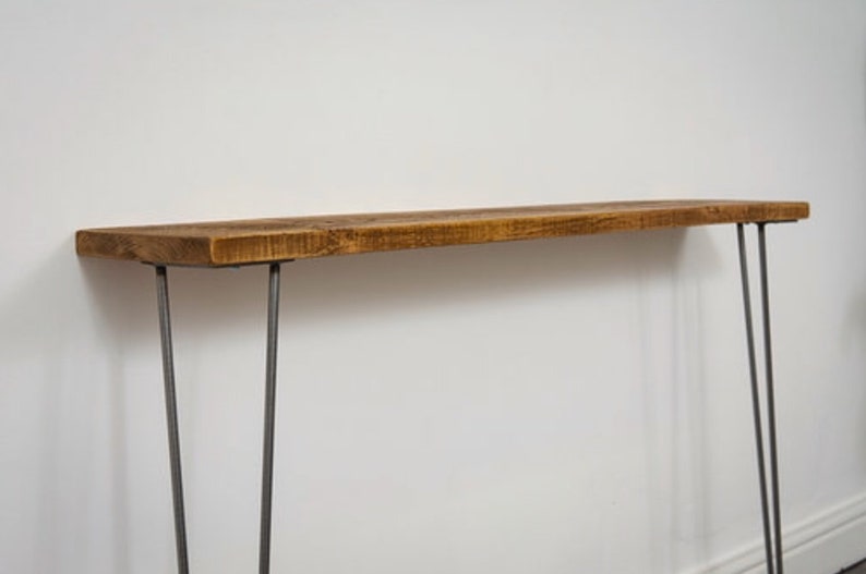 Narrow Console Table Mid Century Modern Console Shelf Wooden Etsy