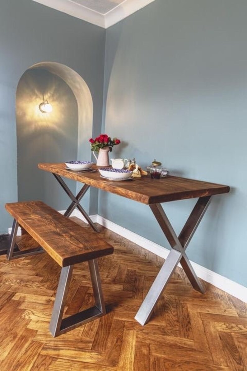 Narrow Dining Table Mid Century Modern Wooden Kitchen Table Etsy UK