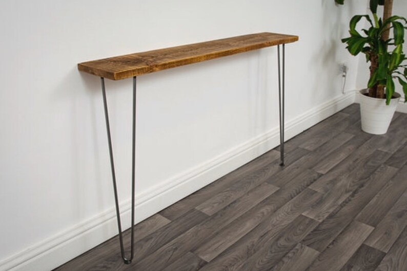 Narrow Console Table With Hairpin Legs Industrial Console Etsy