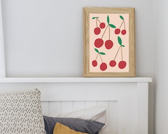 digital print| cherries digital print| home download| affordable cherries print| modern artwork