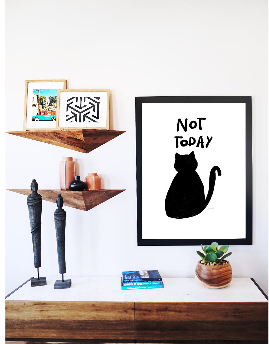Digital Download Cat Art Black Cat Art Black and White Etsy