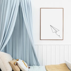 Paper Airplane Minimalist Print - Line Drawing Wall Art, Modern Simple Digital Download , Scandinavian Nursery or Office Decor