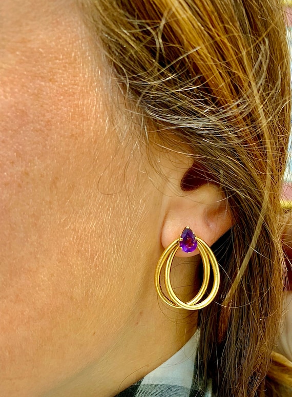 14kt Yellow gold and Amethyst Earrings