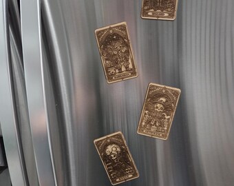 D&D Tarot Fridge Magnets | Dungeons and Dragons Class Art | Laser Engraved Wood RPG Decor