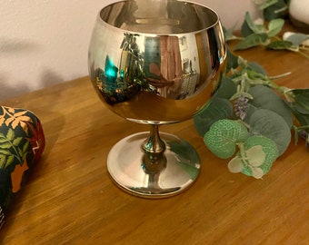 Silver Coloured Vintage Goblet / Chalice | Silver Plated | Vikings | Gothic | Witchy | Alter Decor