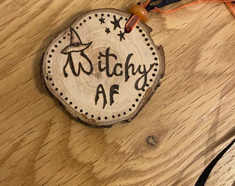 Witchy Car Air Freshener | Eco-Friendly & Reusable | Alter Decor | Wall Hanging | Pagan | Wicca | Natural Wood | Witch | Witchy as F*ck