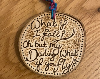 Bird Eco Car Air Freshener | What if I Fall? Oh But My Darling, What if You Fly? Erin Hanson | Quote | Reusable | Alter Decor | Wall Hanging