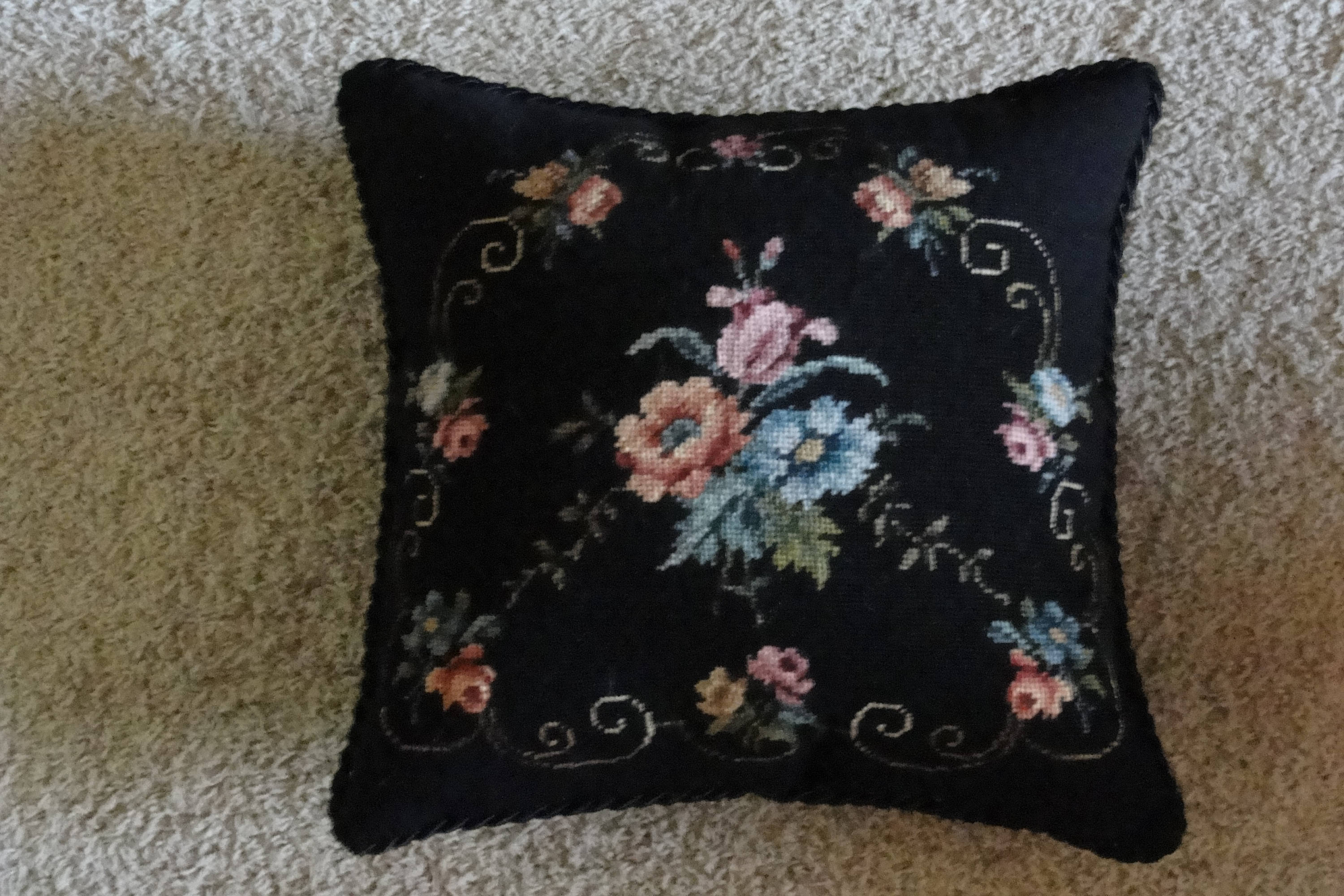 floral needlepoint pillows