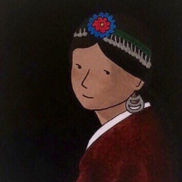 Portrait of a Mapuche woman, Giclee print, Native woman, Native American, Chile, Patagonia, Indigenous, ethnic, Indian, American Indian.