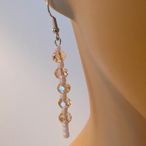Boho Beaded Long Bronze and Cream Dangle/Drop Earrings