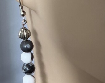 Beaded Statement Earrings, Long Dangle, Drop, One of a kind