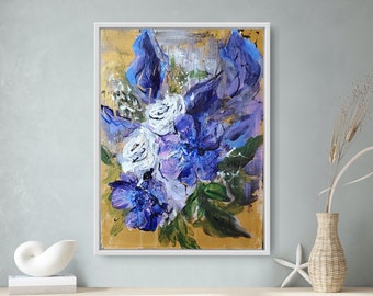 Purple and Gold| Modern | Contemporary |Acrylic Painting | Wall Art | Flower | Floral |Gift | Modern| Impressionist