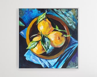 Lemons in a Bowl| Acrylic Painting | Wall Art | Still Life| Fruit | Gift | Contemporary Art | Modern | Minimalist |