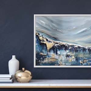 Gold Grey Abstract Painting | Decor | Gift | Texture | Wall Art | Minimalist | Contemporary Abstract | Landscape | Modern Art | 16x20