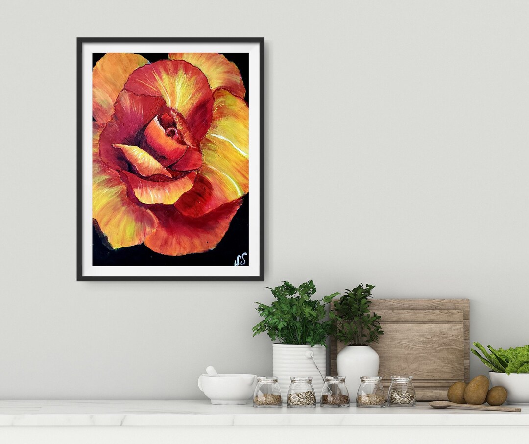 赤と黄色のバラのアクリル画 在り続ける薔薇 | やまい ｜インテリア絵画 アートの専門通販 絵画