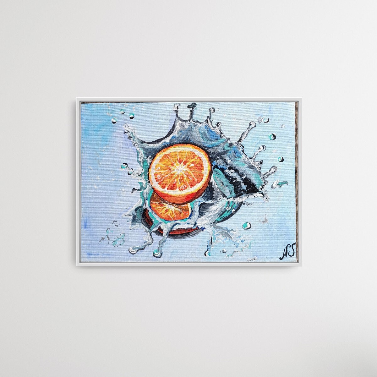 Orange Slice in Water | Gift | Splash| Contemporary Art | Modern | Minimalist |Acrylic Painting | Wall Art | Kitchen