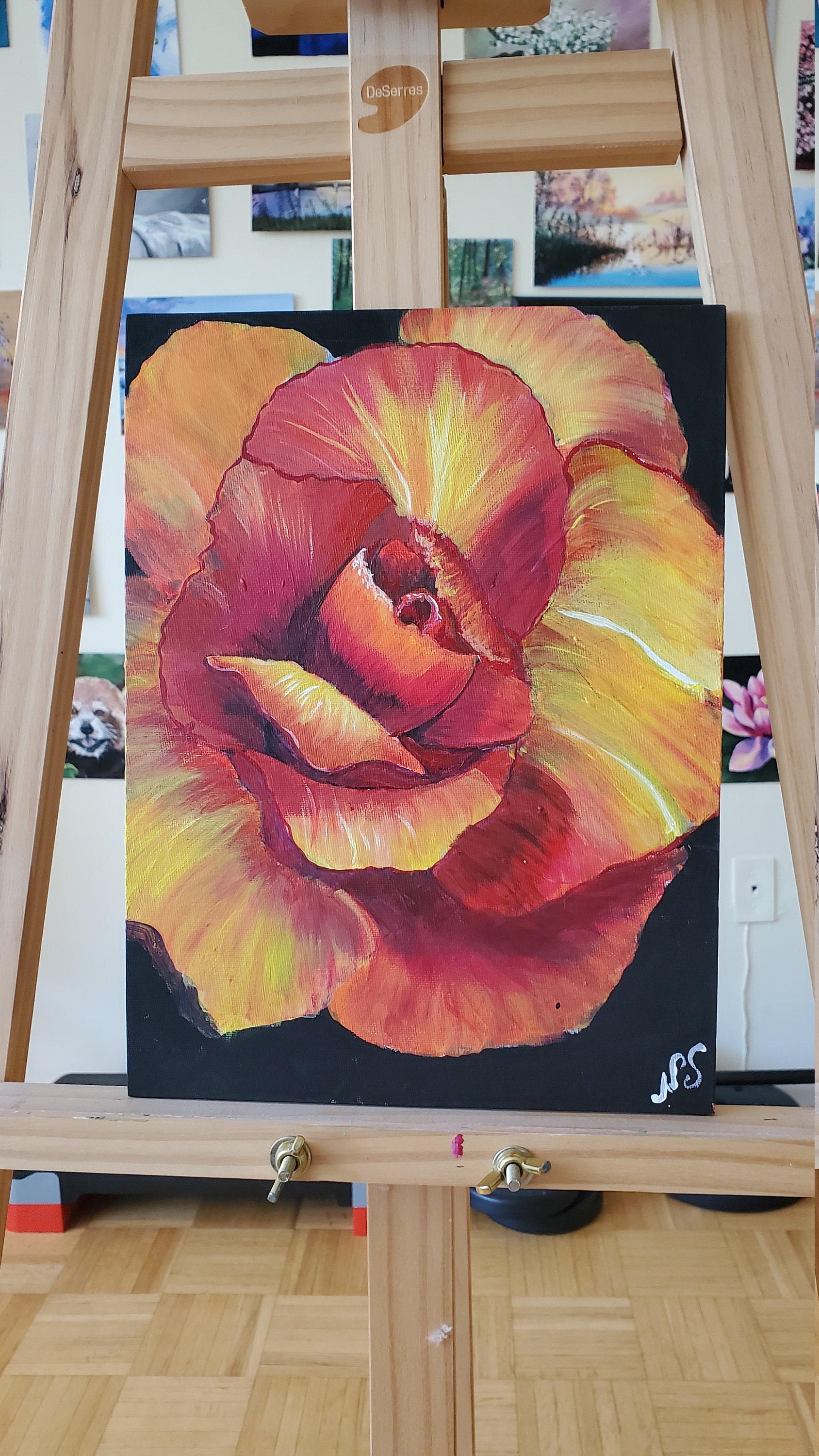 赤と黄色のバラ | アクリル画 | ウォールアート | 花 | 花柄 | ギフト