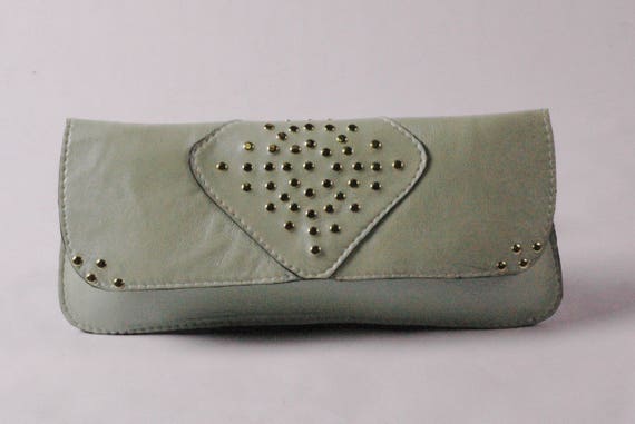 pale green clutch bag