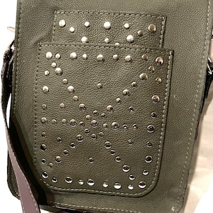 OLIVIA/green leather shoulder bag