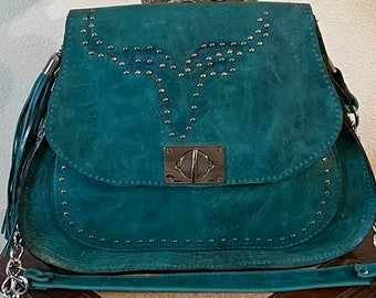 LYDIA/Teal Leather ShoulderBag