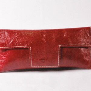 PHILOMELA/Red Leather Clutch Handbag
