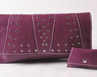 VALENTINA/Purple Leather Clutch