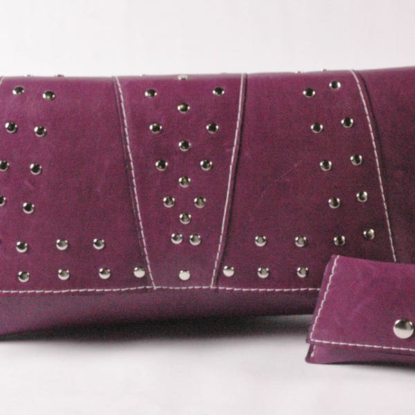 VALENTINA/Purple Leather Clutch