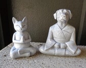 Miniature Garden Meditating Cat - Height 3 inches, Meditating Dog - Height 4 inches or both, Zen Garden, Terrarium,