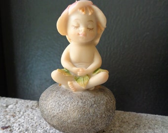 Zen Garden Miniature Meditating Yoga Baby Angel, height 3 inches