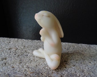 Zen Garden Miniature Meditating Yoga rabbit, height 2 inches, Terrarium, Bonsai