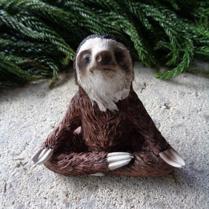 Zen Garden Yoga Meditating Sloth, lotus pose, height 2.5 inches, Terrarium, Bonsai