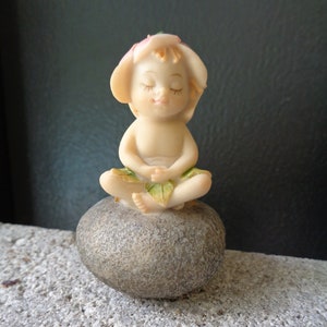 Zen Garden Miniature Meditating Yoga Baby Angel, height 3 inches