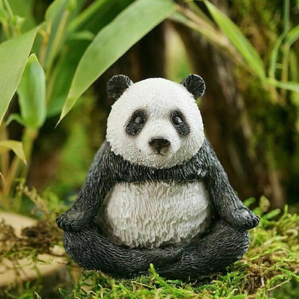 Zen Garden Panda de yoga meditativo en miniatura, altura 2.75 pulgadas, terrario, bonsái