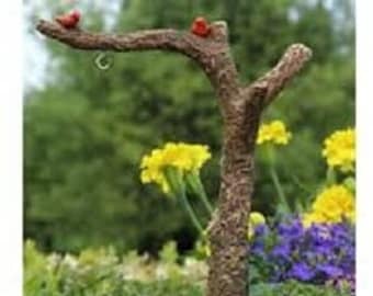 Miniature Fairy Garden Cardinal Tree Branch Post with hook, height 7 inches and 2.25 inch pick