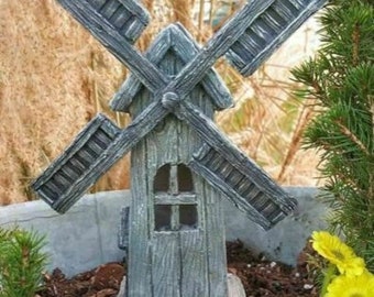 Miniature Garden Old Fashioned Windmill, height 7 inches x width 4.5 inches, Vanes do NOT spin