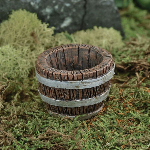 CLEARANCE Miniature Fairy Garden Barrel Planter, height 1.25 inches x width 1.75 inches