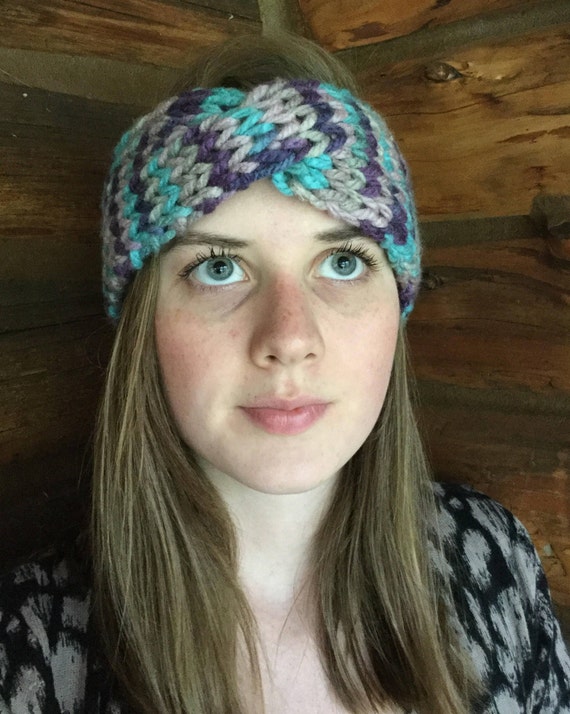 Hand Knitted Wool Blend Cable Headband, Multicolor Winter  display picture 3