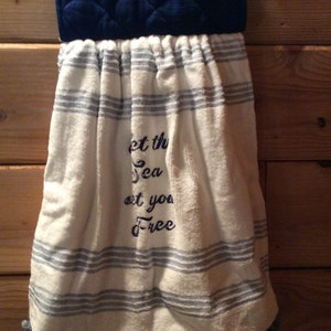 Handmade Hanging Kitchen Towel, Beach Theme Decor, 16.5 inch