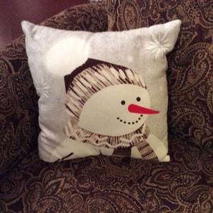 Pillow, snowman pillow, winter theme pillow
