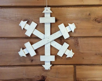 Wood window, door snowflake, snowflake, winter decor