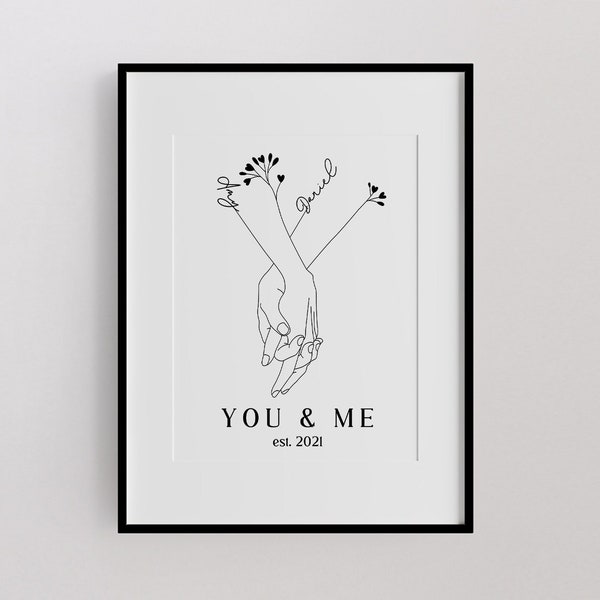 Personalised Couples Print | Anniversary gifts for her | Engagement Gift | Christmas Gift for Boyfriend Girlfriend | Wedding Gift