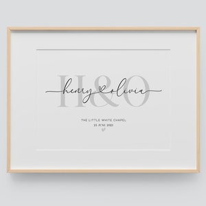 Personalised Wedding Print With Names And Initials  • Wedding Gift For Married Couple  • Anniversary Gift for wife  • Mr and Mrs Monogram