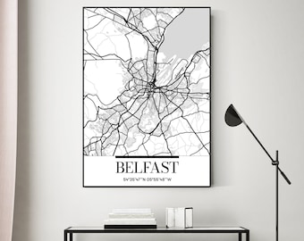 Belfast map / Belfast print / Belfast art / Belfast gift