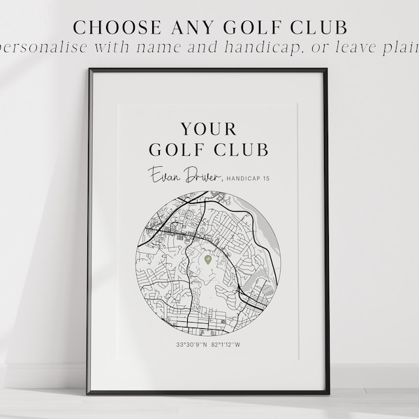 Personalised Golf Club Poster • Unframed • Golf gift • Personalised golf print • Golf fan gift • Golf posters • Christmas gift golf dad
