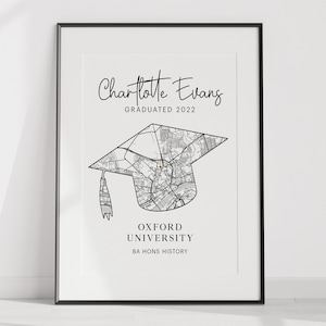 Personalised Graduation digital print Graduation gift Personalised graduation print University map print image 1