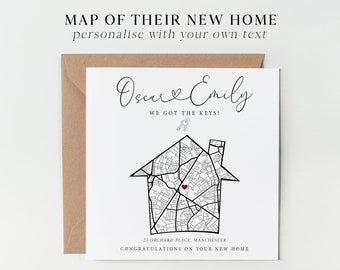 Personalised new home card / Custom map card / We got the keys card / New home card personalised / Home owners