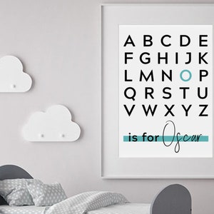 Alphabet print / Personalised alphabet print / Nursery print