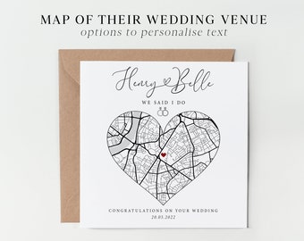 Personalised wedding card / Custom map card / They said I do card / Wedding card personalised / Wedding location map